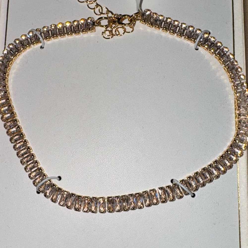 NEW Christian Siriano Gold & Bezel Necklace Prom Formal Event Jewelry